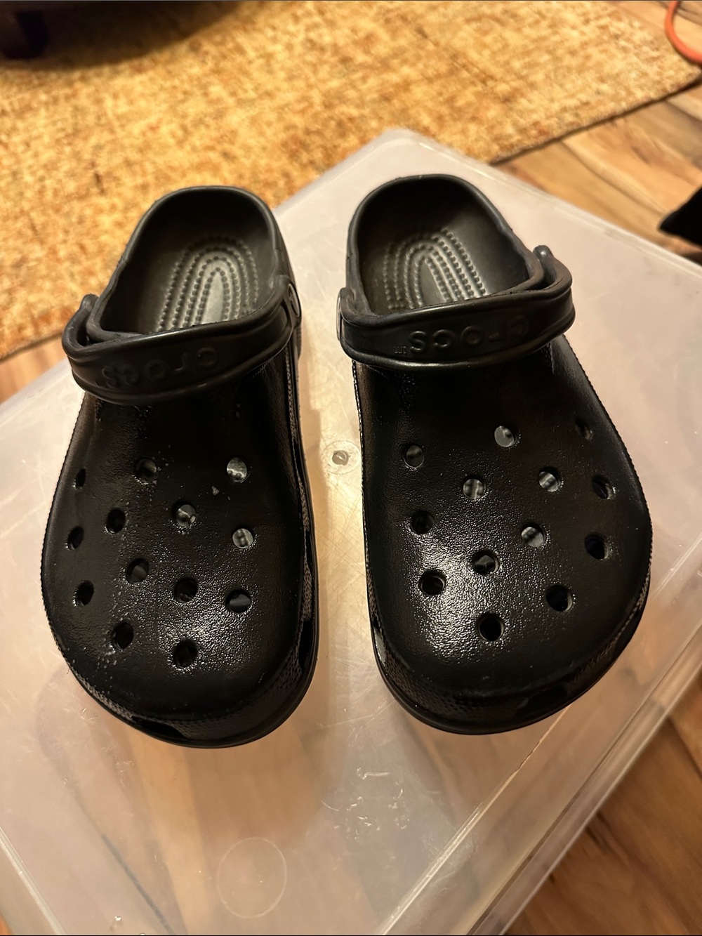 CROCS Kids Black Classic Clog with Heel Strap - Vented